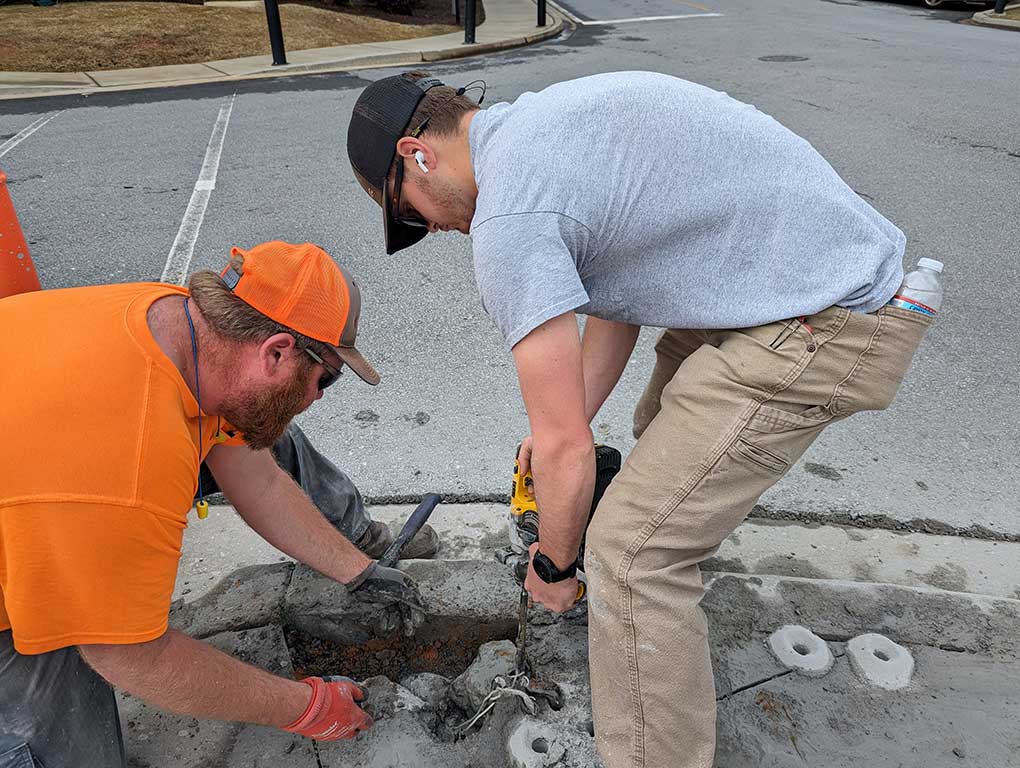 Wes repairing collapsed conduit electrical wire